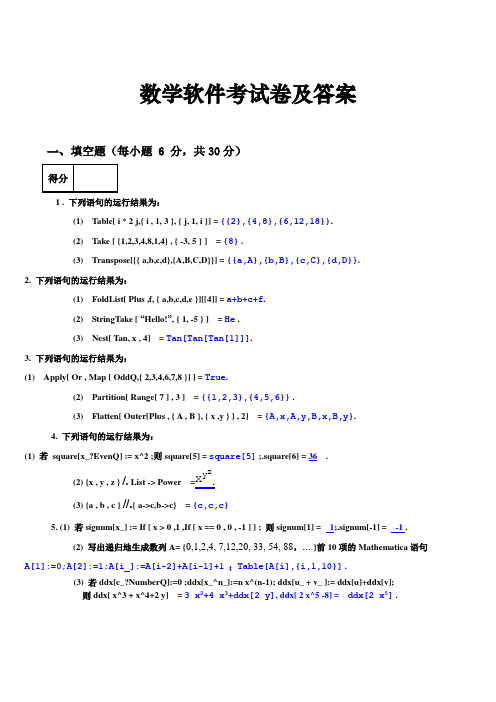 数学软件应用试题