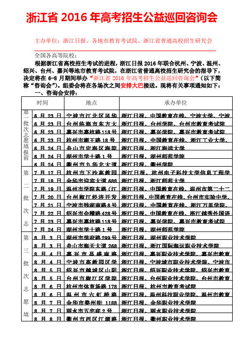 浙江省2016年高考招生公益巡回咨询会