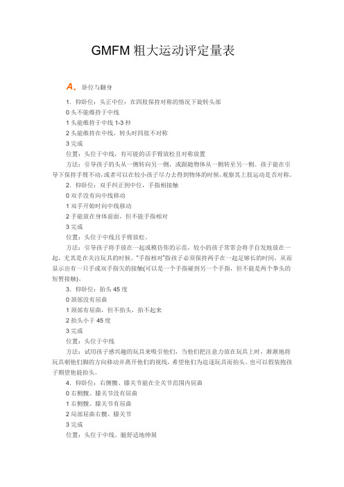 上海爱之家儿童康复中心GMFM粗大运动评定量表