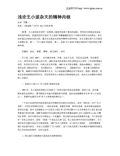 浅论王小波杂文的精神内核