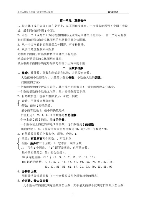 最新人教版五六年级数学知识点总结(word文档物超所值)