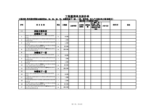 常州星河国际4地块的2、3、5、6、7、8楼的地下一层、一层、架空层、东入户大堂水电工程清单