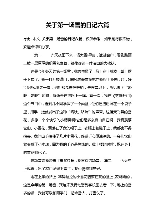 关于第一场雪的日记六篇