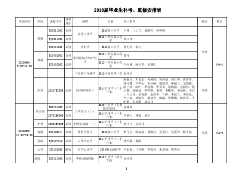 2018届毕业生补考、重修安排表(新)