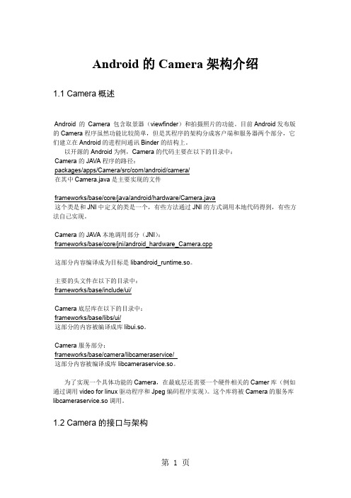 AndroidCamera框架结构精品文档13页
