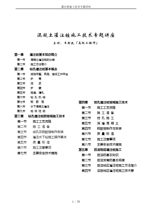 灌注桩施工技术专题讲座