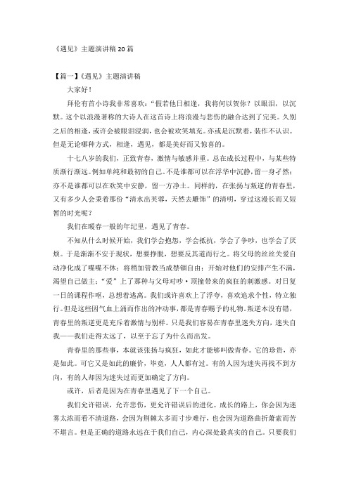 《遇见》主题演讲稿20篇