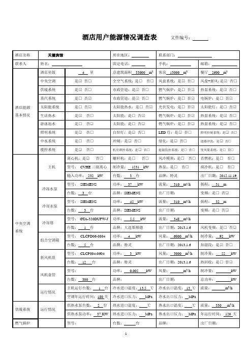 能源情况调查表(完整版)