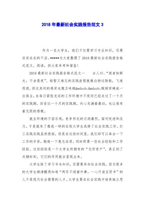 2018年最新社会实践报告范文3