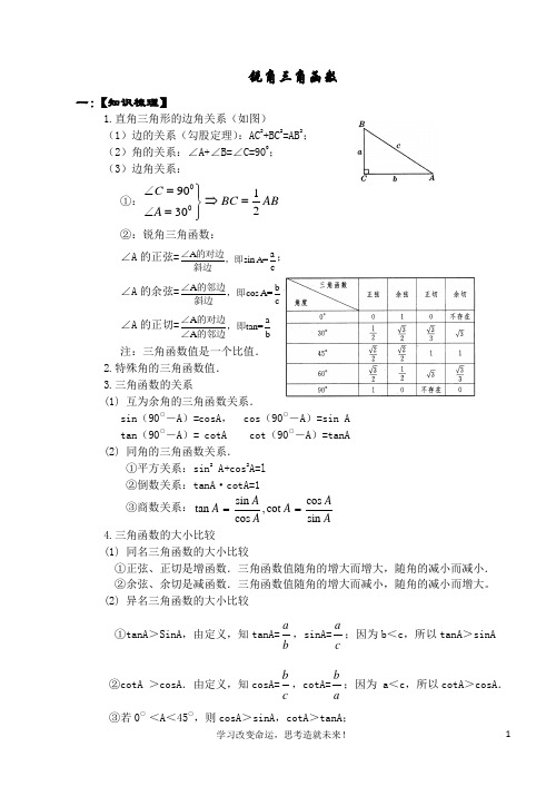 锐角三角函数(1)