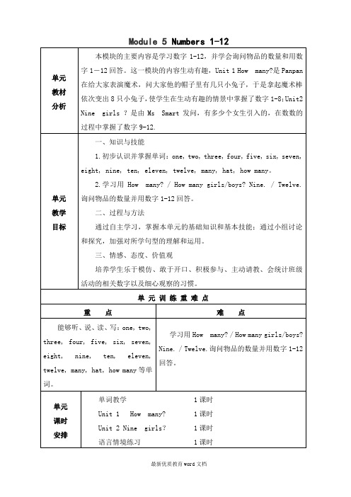 新标准外研版三年级英语上册第五模块教案