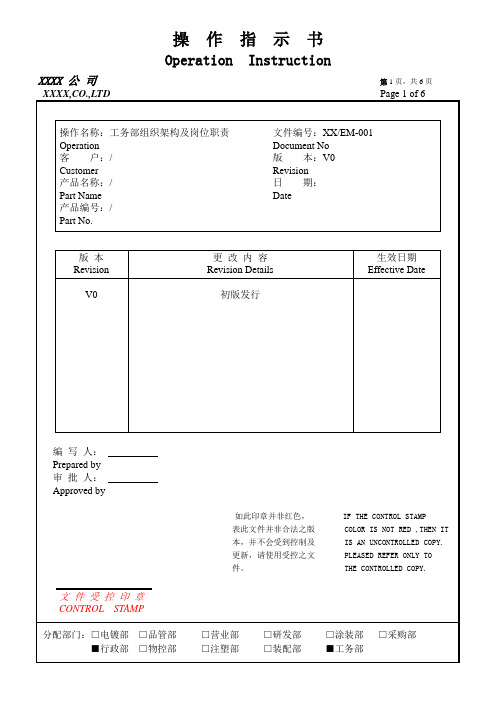 工务部岗位要求及职责