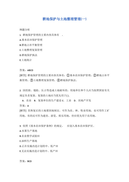 耕地保护与土地整理管理(一)