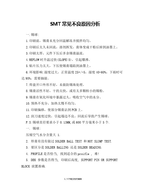 SMT常见不良原因分析