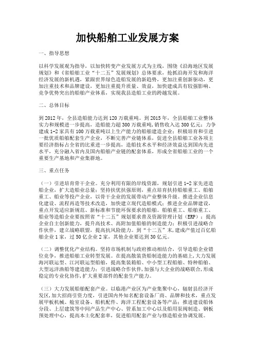 最新 加快船舶工业发展方案-精品