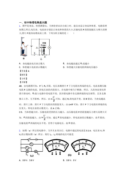 历年中考物理易错题汇编-电路类问题练习题含答案解析