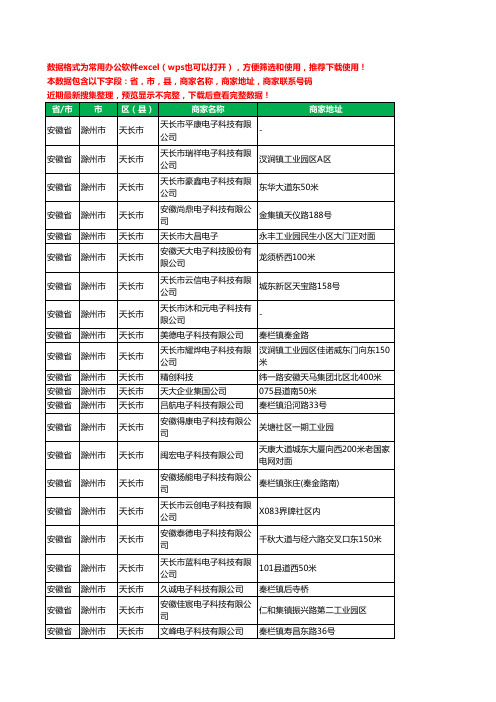 2020新版安徽省滁州市天长市电子科技有限公司工商企业公司商家名录名单黄页联系电话号码地址大全52家