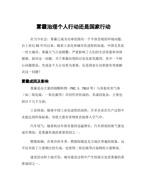 雾霾治理个人行动还是国家行动