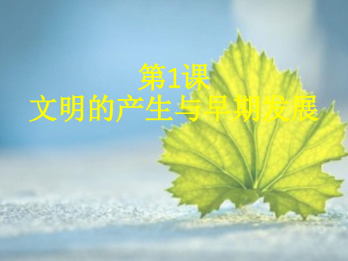 高中历史统编版 第1课文明的产生与早期发展