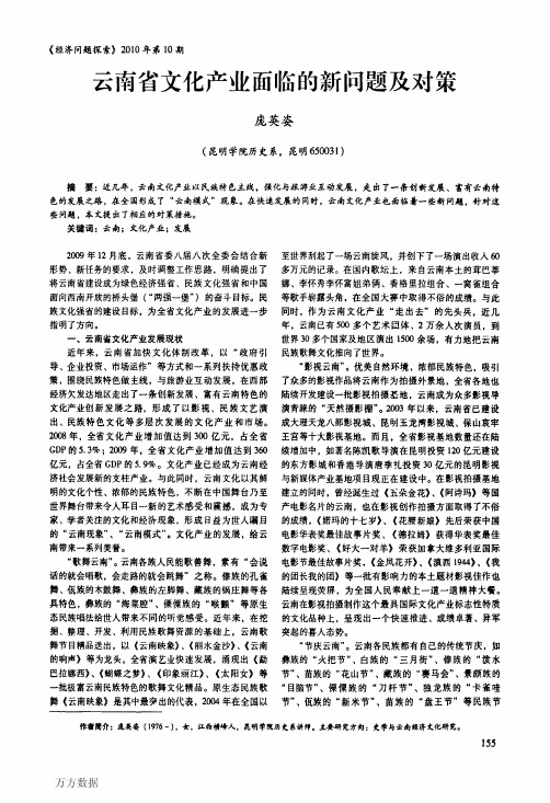 云南省文化产业面临的新问题及对策