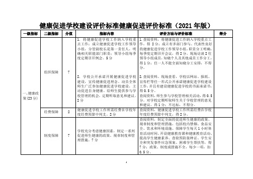 健康促进学校建设评价标准健康促进评价标准(2021年版)