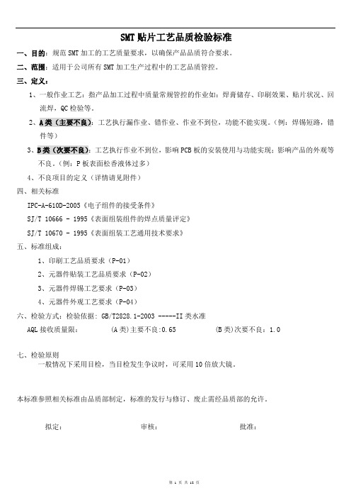 SMT贴片工艺检验标准
