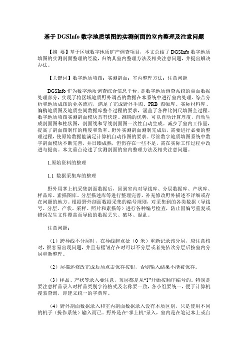 基于DGSInfo数字地质填图的实测剖面的室内整理及注意问题