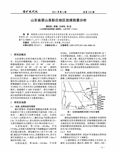 山东省梁山县彭庄地区找煤前景分析