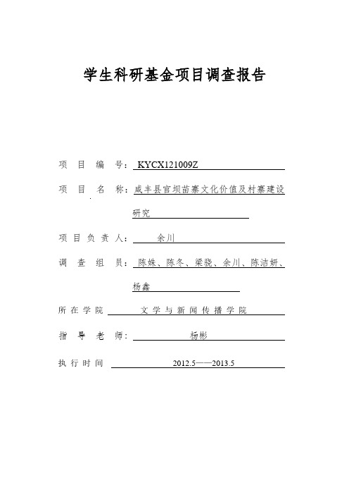 咸丰县苗寨调研报告