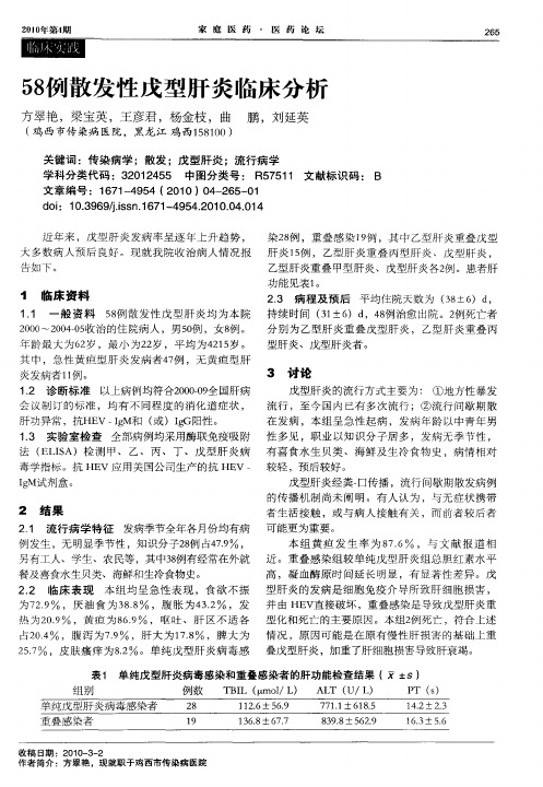 58例散发性戊型肝炎临床分析