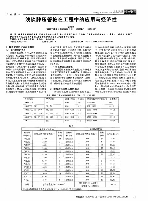 浅谈静压管桩在工程中的应用与经济性