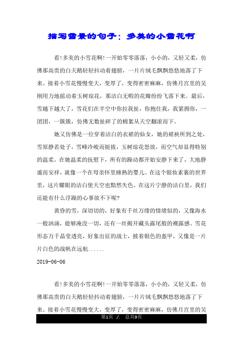 描写雪景的句子：多美的小雪花啊.doc