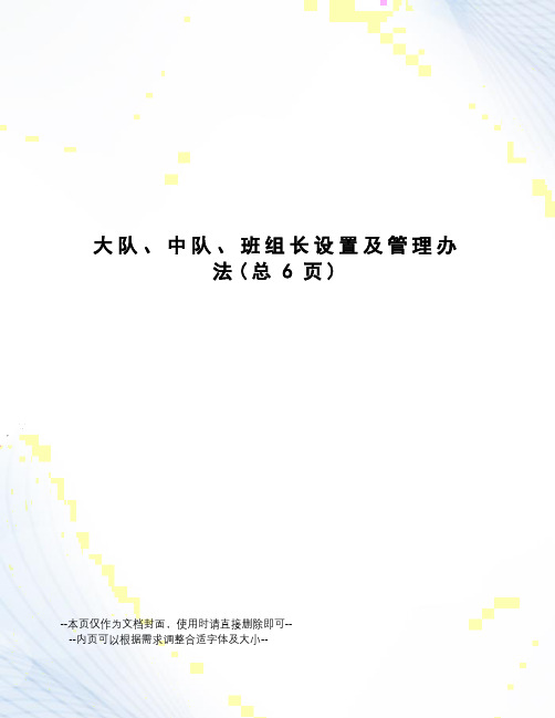 大队、中队、班组长设置及管理办法