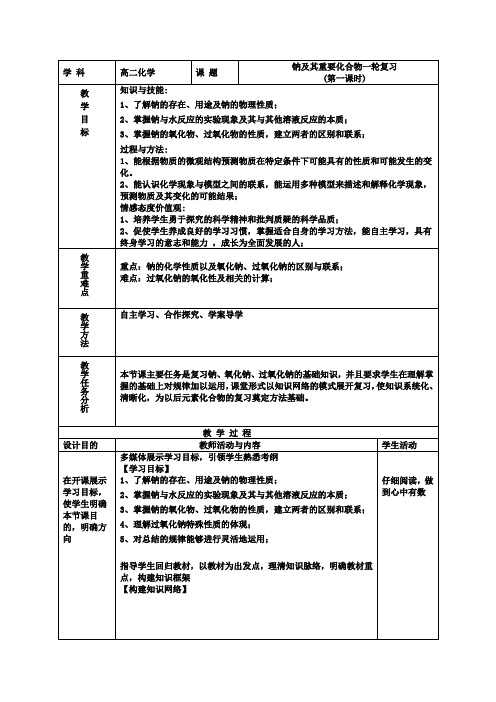 钠及其化合物教学设计