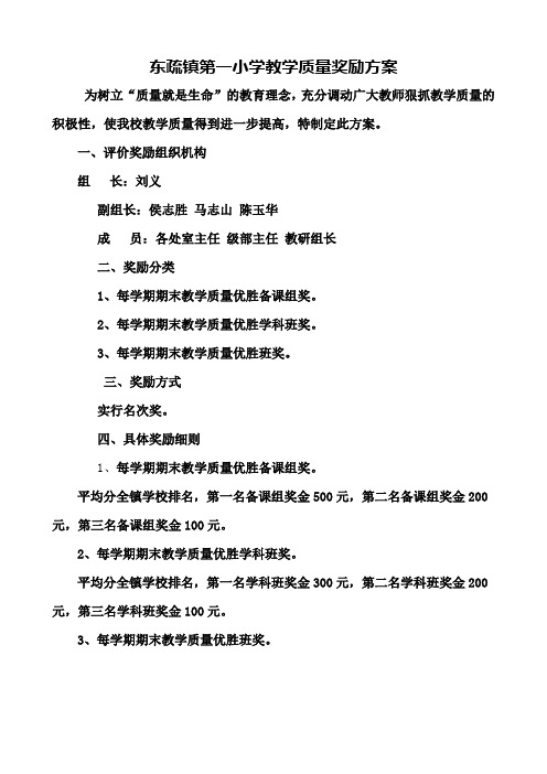 教学质量奖励方案