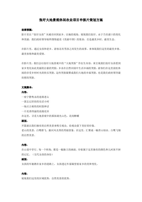 张圩大地景观休闲农业项目申报片策划方案