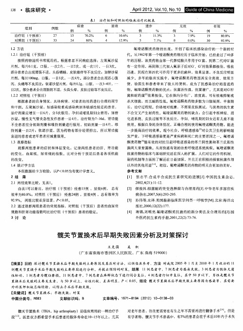 髋关节置换术后早期失败因素分析及对策探讨