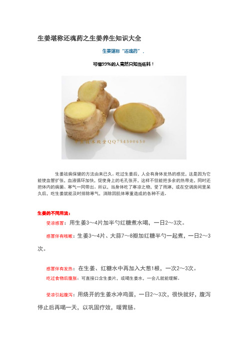 生姜堪称还魂药之生姜养生知识大全