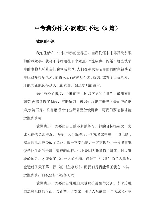 中考满分作文-欲速则不达(3篇)