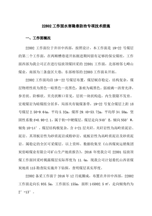 最新22802工作面水害隐患防治专项技术措施