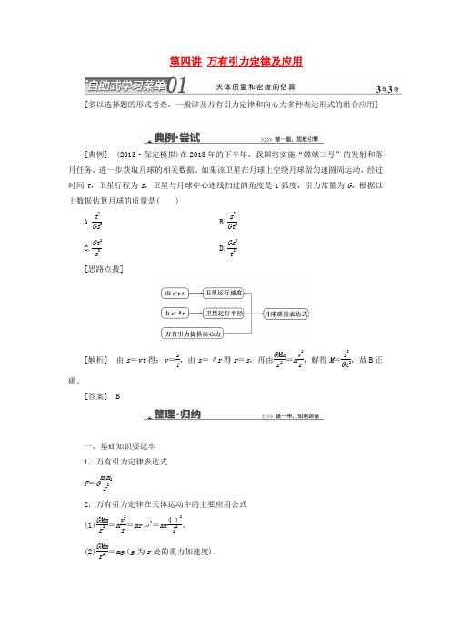 【三维设计】高考物理二轮复习 万有引力定律及应用精讲讲练(含新题详解)