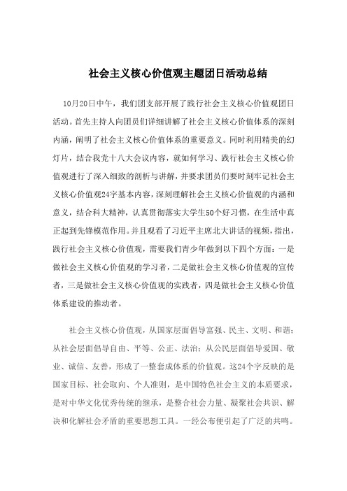 团日活动社会主义核心价值观