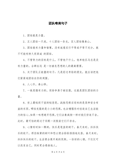 团队唯美句子
