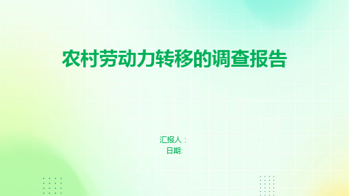 农村劳动力转移的调查报告