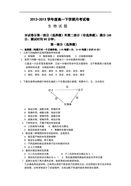 高一试题教学文档