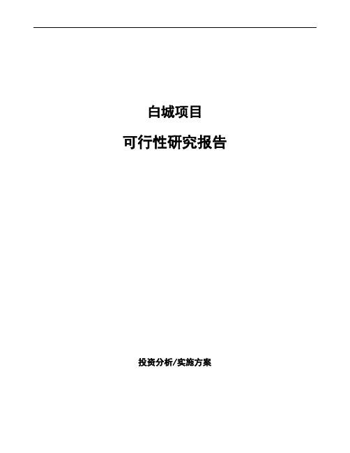 白城如何编写可行性研究报告