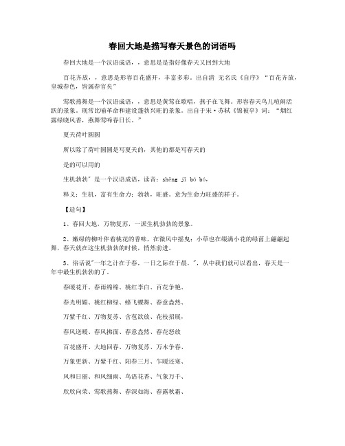 春回大地是描写春天景色的词语吗