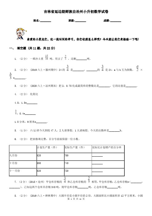 吉林省延边朝鲜族自治州小升初数学试卷