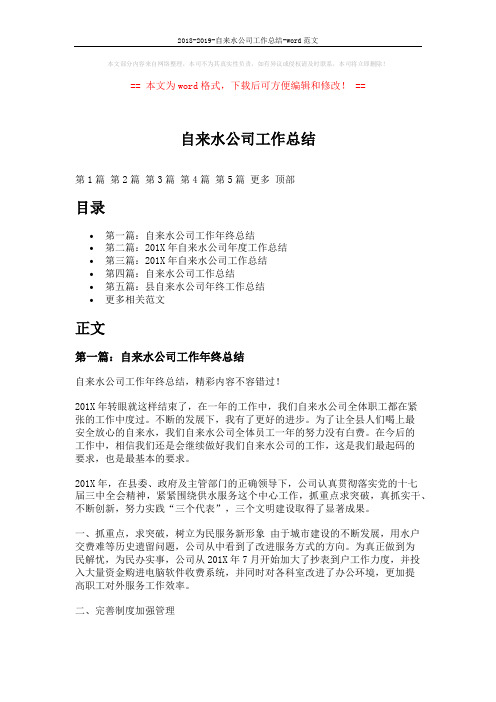 2018-2019-自来水公司工作总结-word范文 (7页)