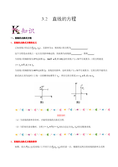 高中数学必修二讲义 专题3.2 直线的方程